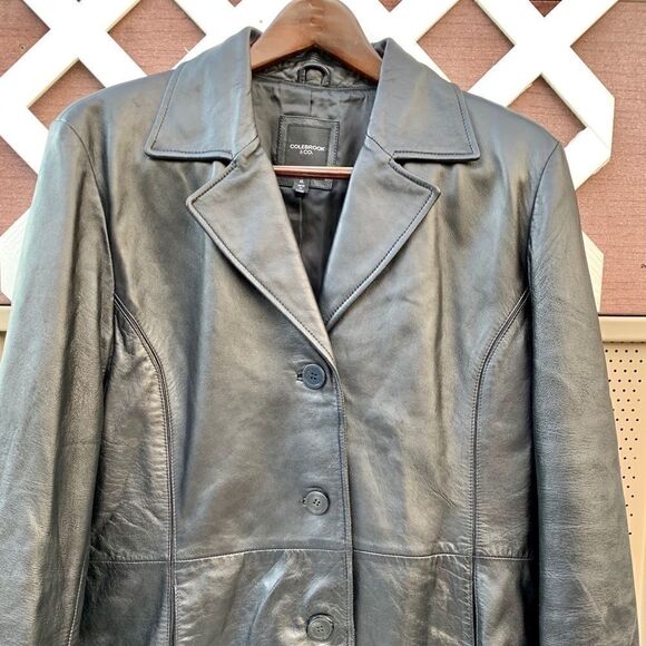 VINTAGE BLACK LEATHER JACKET by COLEBROOK SIZE XL - Picture 2 of 6